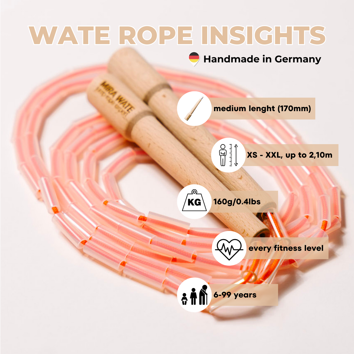 Fitness jump rope orange/white + Introvideo