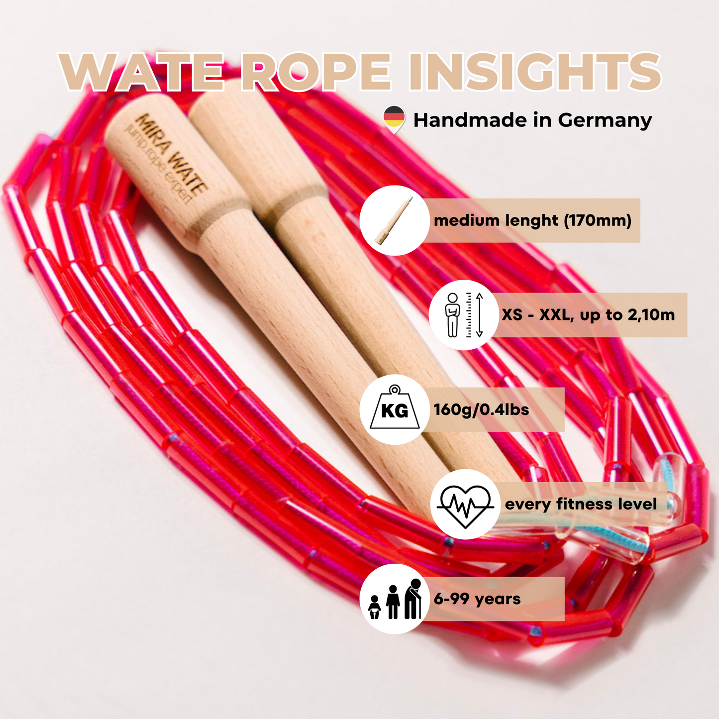 Fitness jump rope pink/turquoise + Introvideo