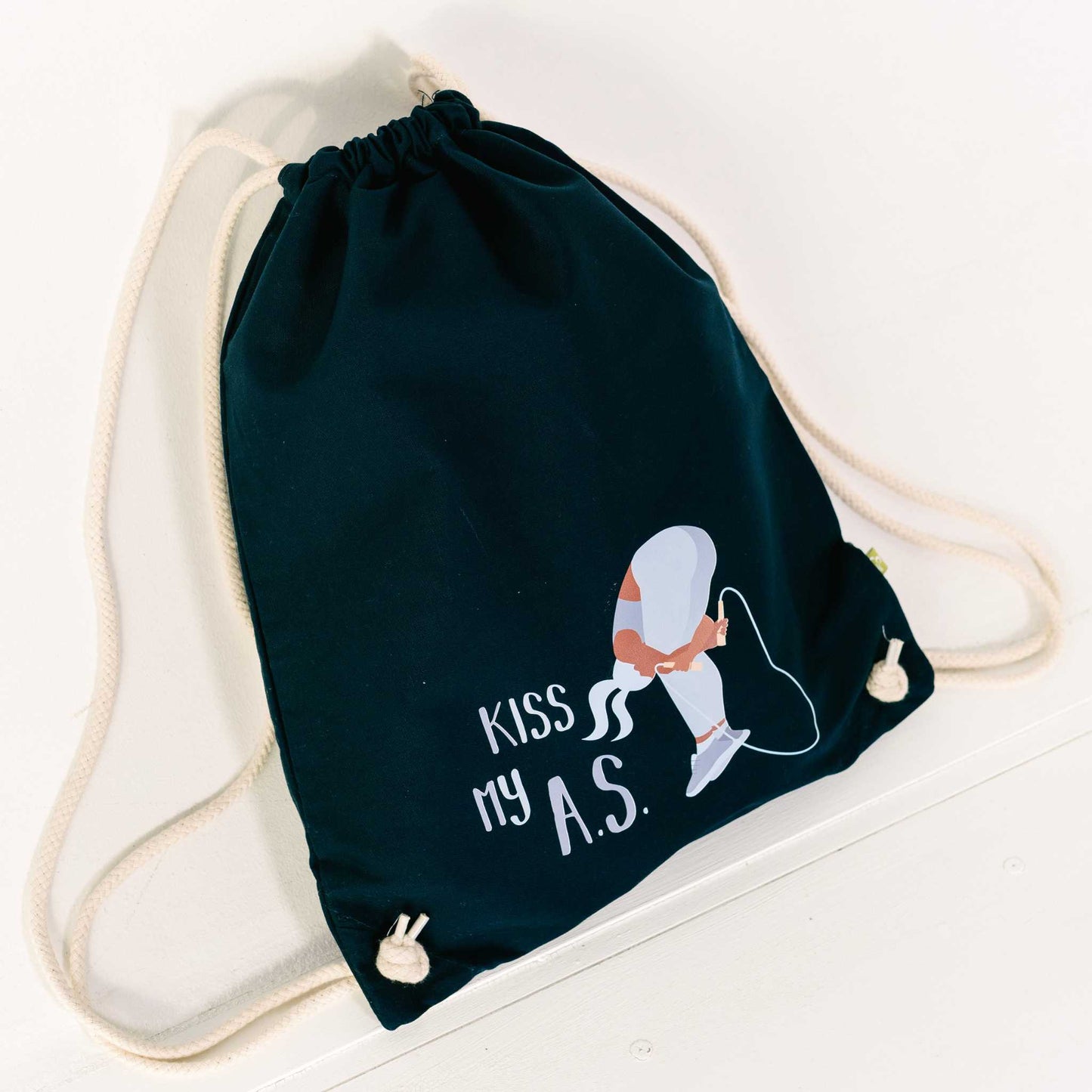 Organic Drawstring Bag ("Kiss my A.S." Print)