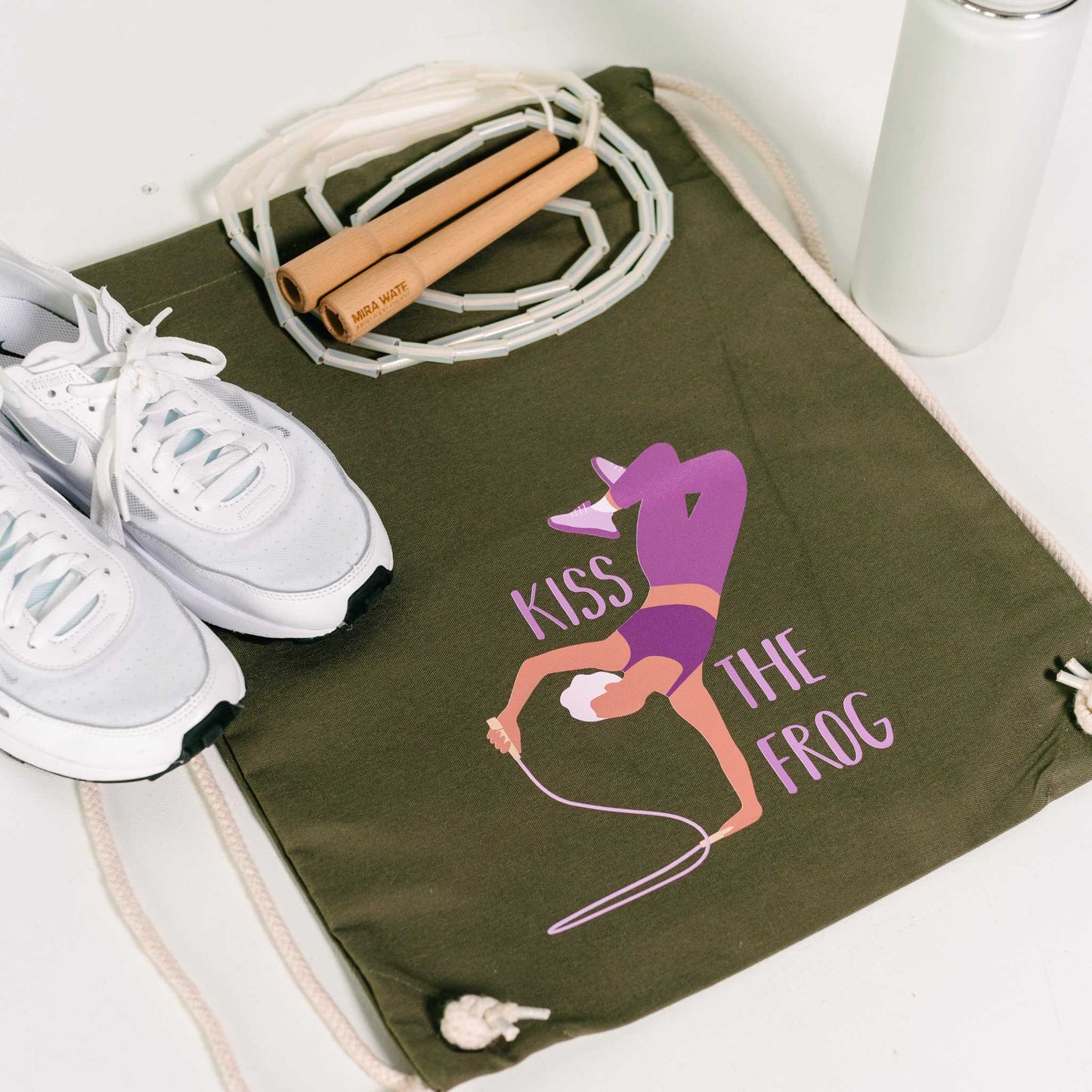 Organic Drawstring Bag ("Kiss the Frog" Print)