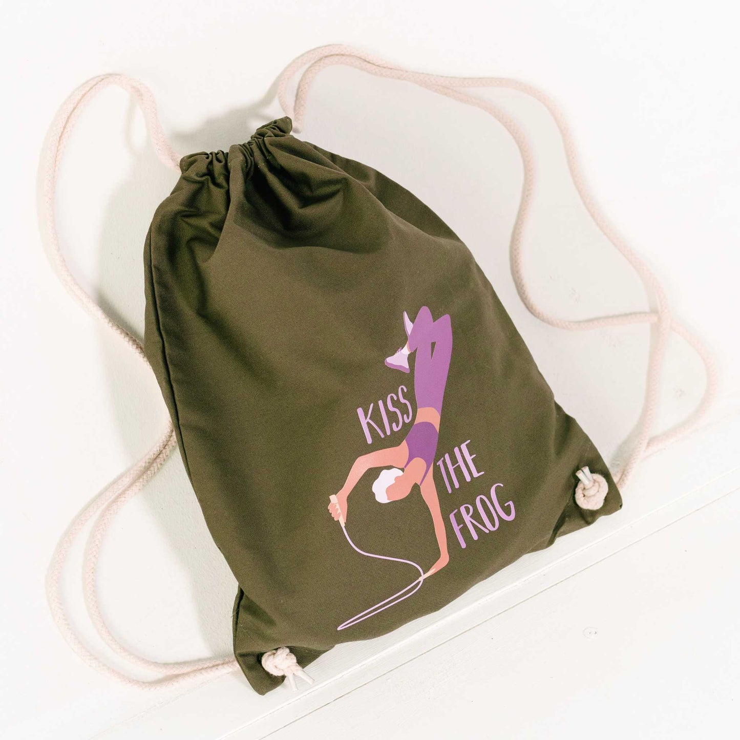 Organic Drawstring Bag ("Kiss the Frog" Print)